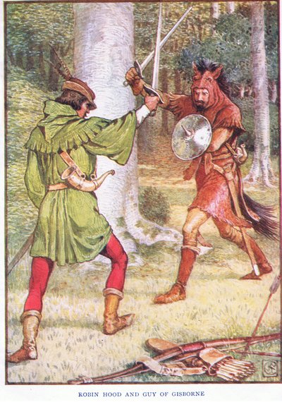 Robin des Bois et Guy de Gisborne, vers 1920 - Walter Crane