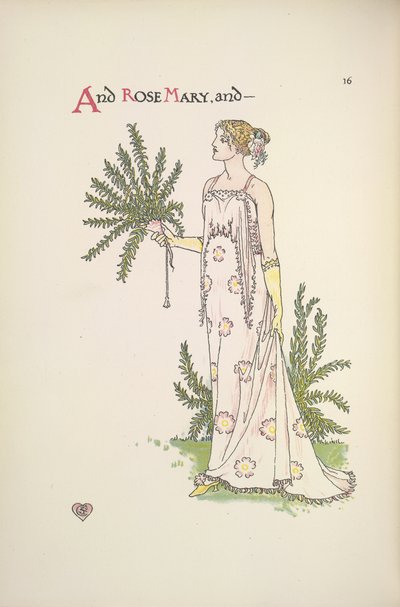 Rose Mary. Une jeune femme tenant une plante - Walter Crane