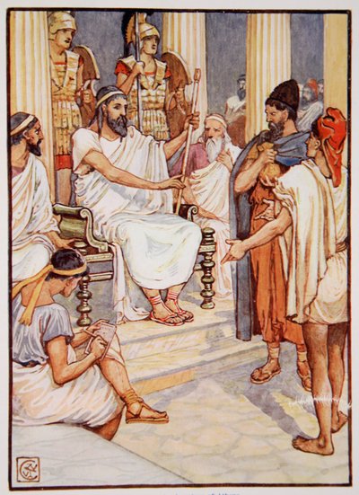 Solon libérant un esclave, c.595, illustration de The Story of Greece par Mary Macgregor - Walter Crane