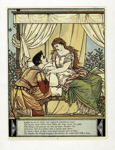 Le Prince réveille la Belle, de The Blue Beard Picture Book, pub. 1879 - Walter Crane