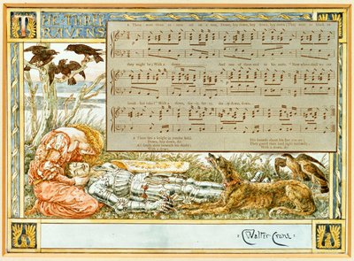 Les Trois Corbeaux : Design pour un livre de chansons - Walter Crane