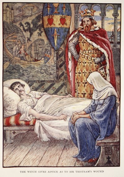 La sorcière donne des conseils sur la blessure de Sir Tristram, de 