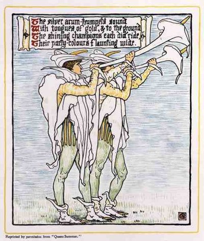Trompettistes avec des lys, de Queen Summer - Walter Crane
