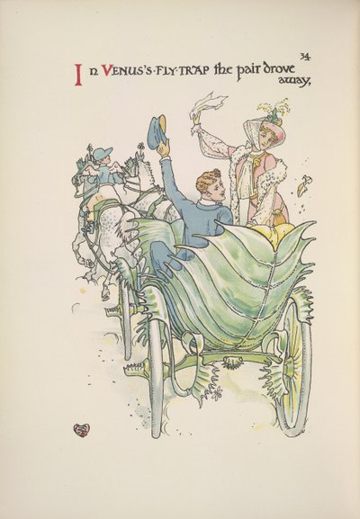 La dionée attrape-mouche. Un couple voyageant en calèche - Walter Crane