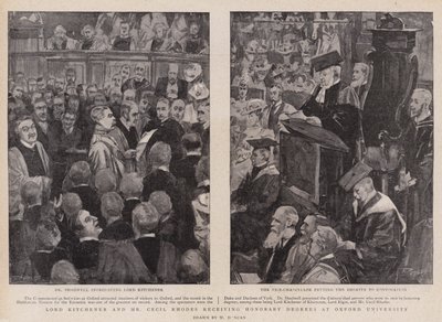 Lord Kitchener et M. Cecil Rhodes recevant des diplômes honorifiques à l