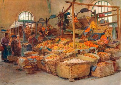 Étal de fruits, marché de Menton, vers 1875-1906, 1906 - Walter Frederick Roofe Tyndale