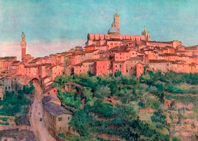 Sienne : Une ville sur une colline (lithographie couleur) - Walter Frederick Roofe Tyndale