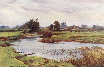 Wessex : La Stour, Wimborne Minster au loin - Walter Frederick Roofe Tyndale