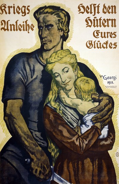 Première Guerre mondiale 1914-1918. Affiche allemande pour les abonnés aux obligations de guerre - Walter Georgi