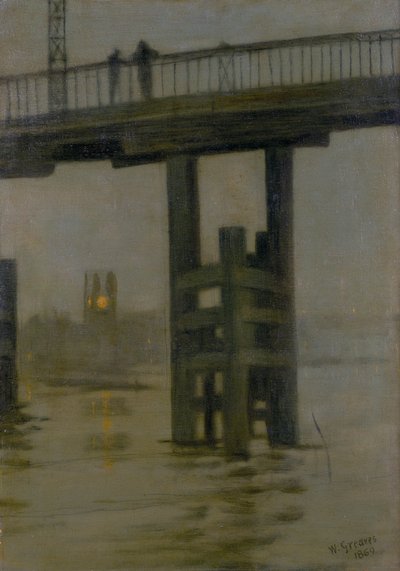 Battersea Bridge - Clair de lune brumeux - Walter Greaves