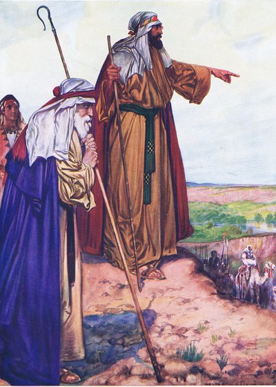 Le choix de Lot, de The Bible Picture Book publié par Thomas Nelson, vers 1950 - Walter Grieve