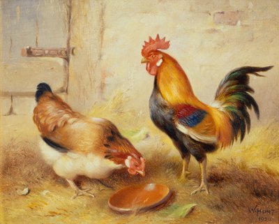 Poules se nourrissant - Walter Hunt