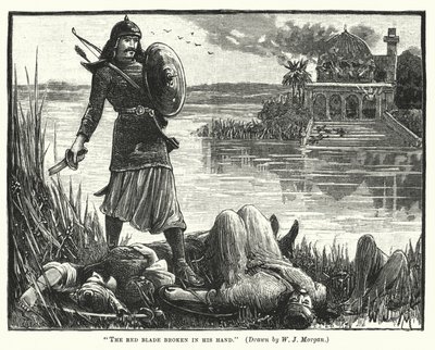 La lame rouge cassée dans sa main (gravure) - Walter Jenks Morgan