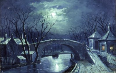 Pont de Redcote, Armley, au clair de lune - Walter Linsley Meegan