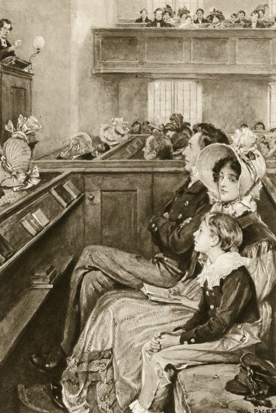 John Ruskin enfant regardant le prédicateur - Walter Paget
