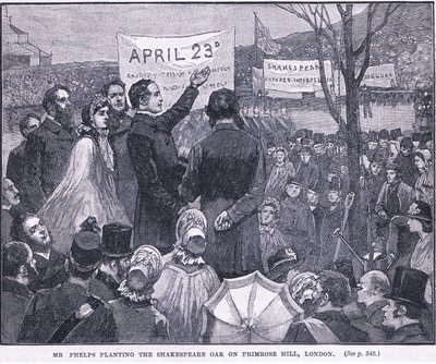 M. Phelps plantant le chêne de Shakespeare sur Primrose Hill, Londres 1864 AD - Walter Paget