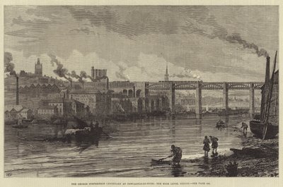 Le centenaire de George Stephenson à Newcastle-upon-Tyne, le pont à deux niveaux - Walter Paget