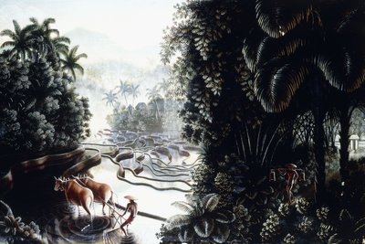 Vue à travers les Sawahs vers Gunung Agung, c. 1937-1939 - Walter Spies