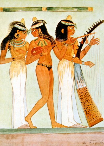 Musiciens égyptiens anciens et une danseuse, 1910 - Walter Tyndale