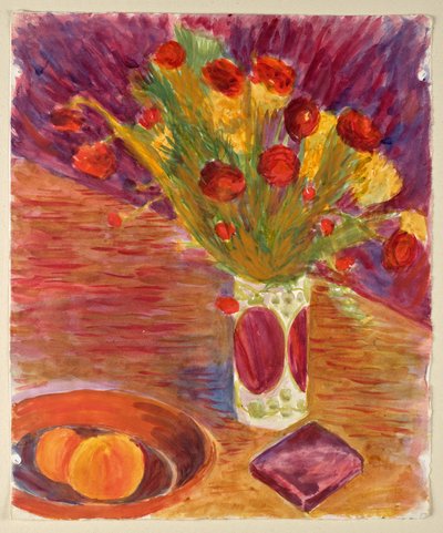 Vase de fleurs et coupe de fruits - Walther Gamerith