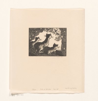 Trois chats sur un rebord de fenêtre - Wanda Gág (signed by artist)