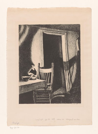 Intérieur à la lumière de la lampe - Wanda Gág (signed by artist)