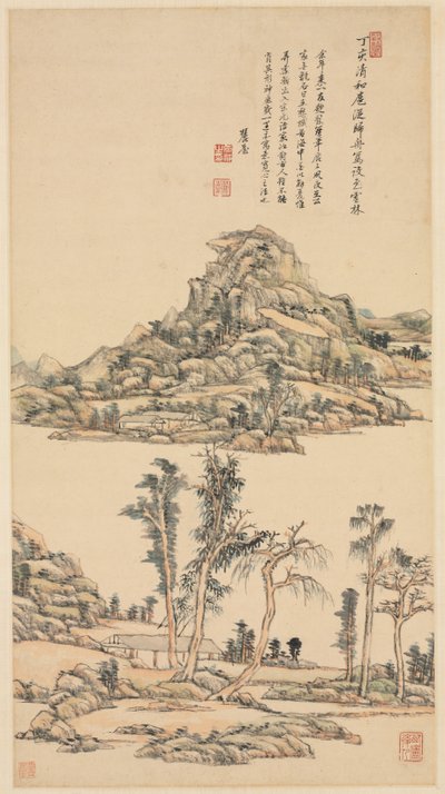 Paysage dans le style coloré de Ni Zan, 1707 - Wang Yuanqi