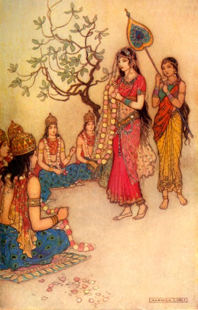 Damayanti choisissant un mari - Warwick Goble