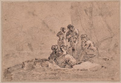 Groupe de pêcheurs au bord de la mer - Washington Allston