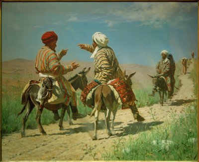 Mullah Ramin et Mullah Kerim en dispute sur le chemin vers... - Wassili W. Werestschagin