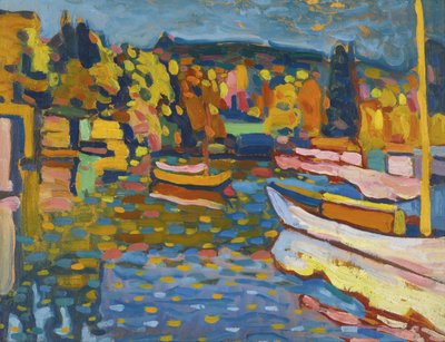 Étude de paysage en automne avec bateaux - Wassily Kandinsky