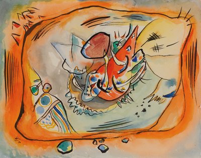 Esquisse pour peinture avec bordure orange - Wassily Kandinsky