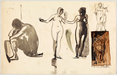 Nus féminins et Saint Hubert, verso : Nus féminins - Wassily Kandinsky