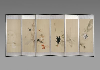 Paravent : Fleurs des douze mois, c.1900 - Watanabe Seitei