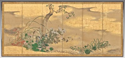 Fleurs et arbres des quatre saisons (écran gauche) - Watanabe Shiko