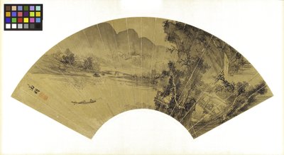 Paysage avec lac, pont et pêcheur, XVIe siècle - Wen Zhengming