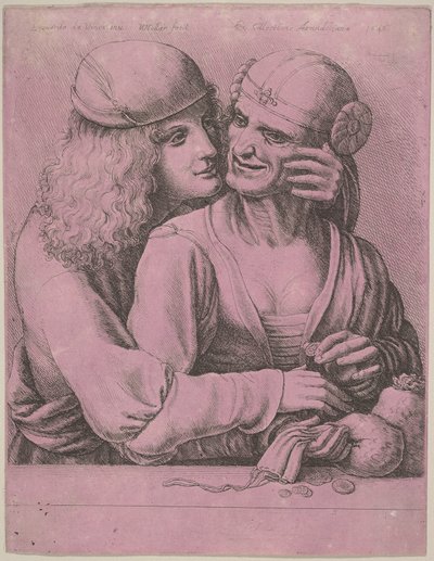 Un jeune homme caressant une vieille femme - Wenceslaus Hollar