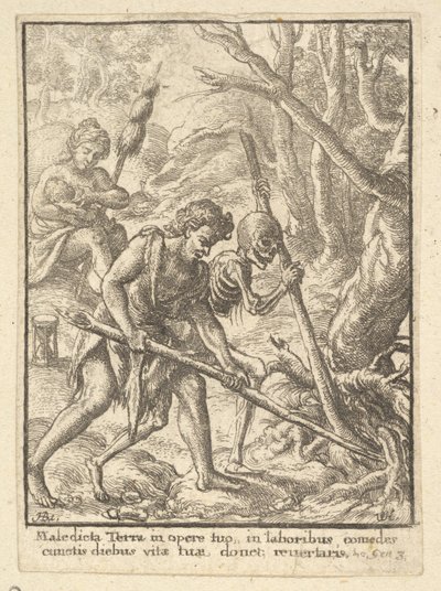 Adam labourant de la Danse de la Mort, 1651 - Wenceslaus Hollar