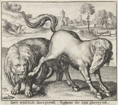 Fable du lion et du cheval - Wenceslaus Hollar