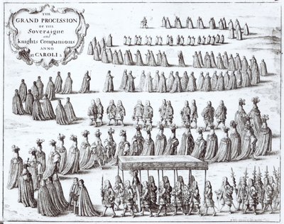 Grande procession du Souverain et des Chevaliers de la Jarretière à Windsor, 1672 - Wenceslaus Hollar
