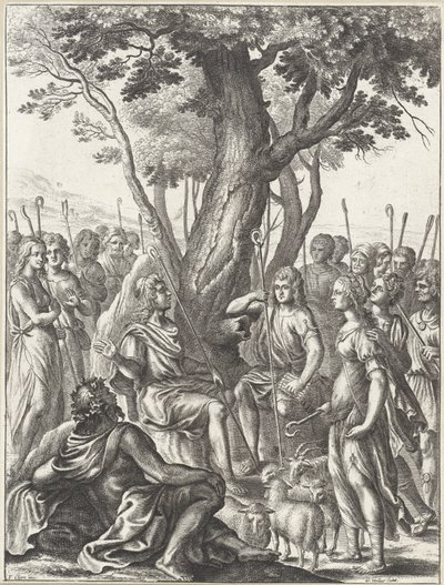 Le berger Meliboeus juge le jeu des bergers Corydon et Thyrsis (série: Œuvres de Virgile) - Wenceslaus Hollar