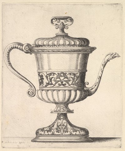 Cruche avec couvercle, gravée avec un motif d