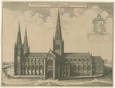 Cathédrale de Lichfield - Vue du sud: gravure - Wenceslaus Hollar