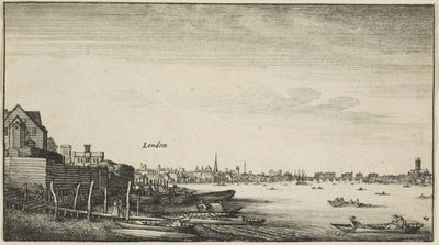 Londres vue de la rivière Thames à Milford Stairs sous Arundel House - Wenceslaus Hollar