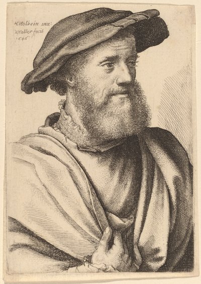 Homme à la barbe regardant à droite Hans Holbein, 1646 - Wenceslaus Hollar