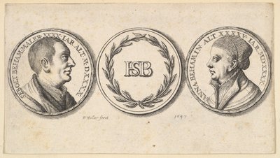 Médaillons avec portraits de Sebald Beham et Anna Beham - Wenceslaus Hollar