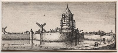 Porte de ville entourée de douves - Wenceslaus Hollar