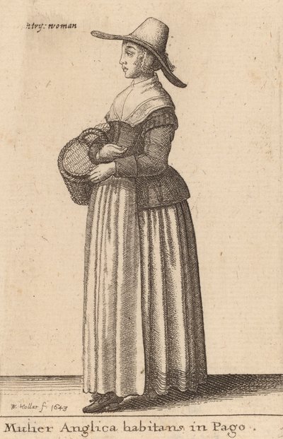 Mulier Anglica Habitans in Pago, 1643 - Wenceslaus Hollar
