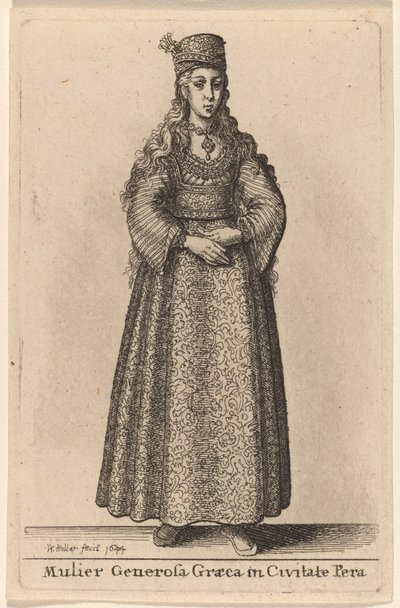 Mulier Generosa Graeca in Civitate Pera - Wenceslaus Hollar