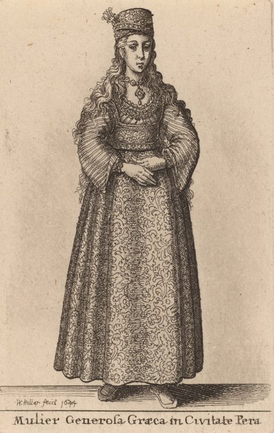 Mulier Generosa Graeca dans la ville de Pera, 1644 - Wenceslaus Hollar